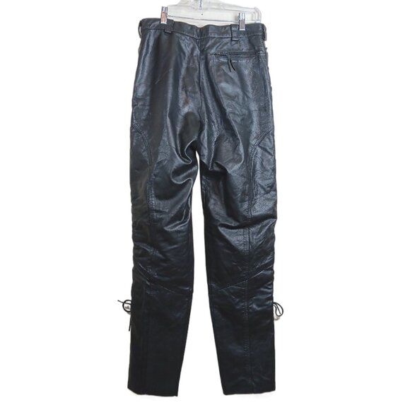 Harley-Davidson Leather Pants Womens 12 Black Leather Lace-Up Riding Motorcycle - Picture 4 of 5